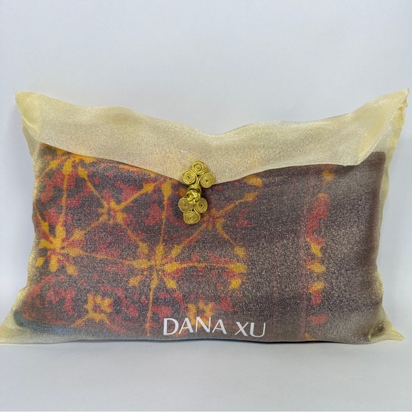 Dana Xu Women OS Scarf Wool Pashmina Red Blue Yellow Multicolor Geometric - Picture 5 of 8